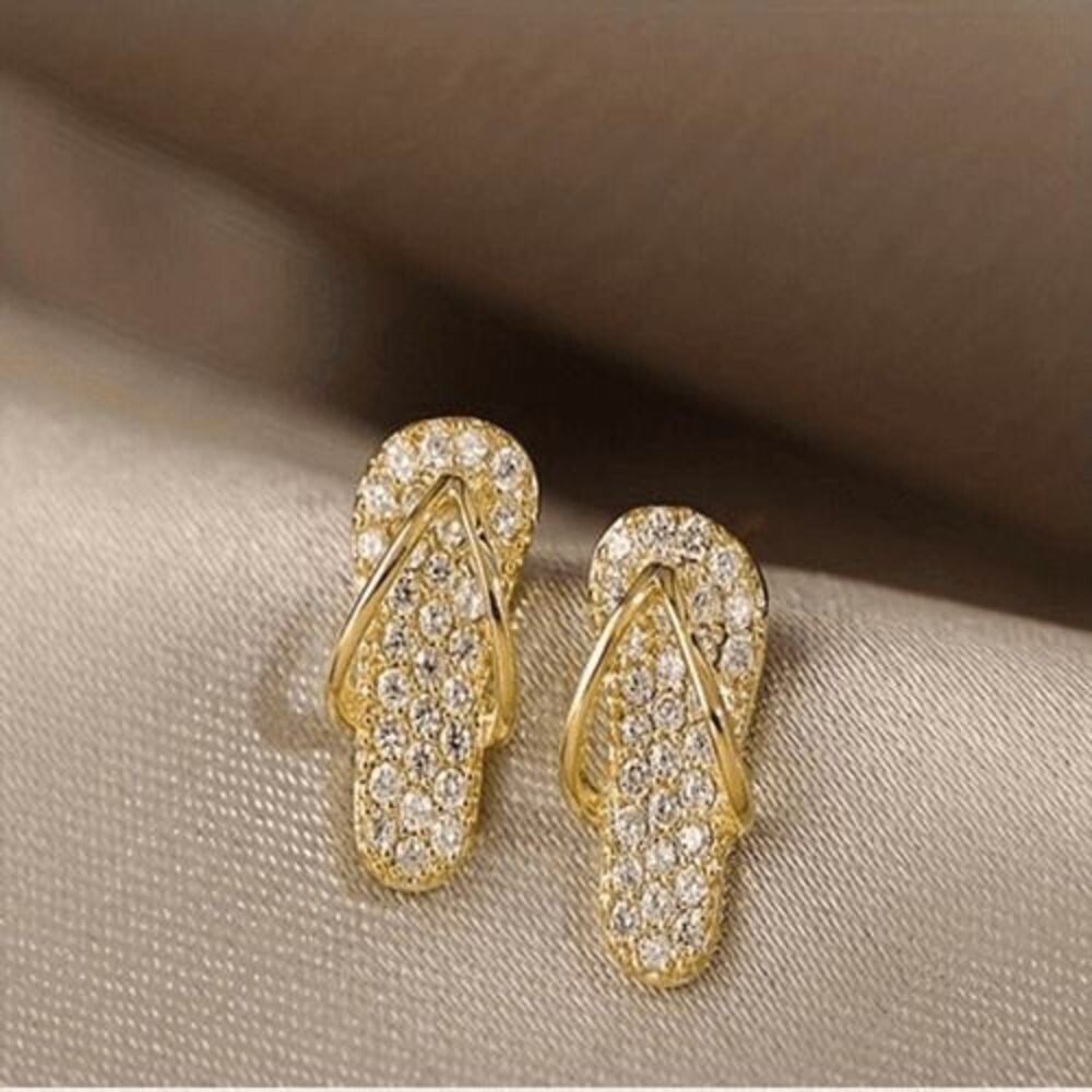 Korean fashion Luxury Zircon Gold plated Stud Earrings